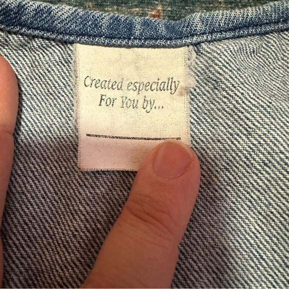 Y2K Denim vest with white embroidered accents one size - Picture 10 of 13